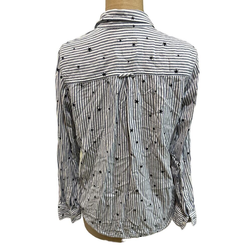 Rails Navy Blue Stripe Button Down Rocsi Flocked … - image 6